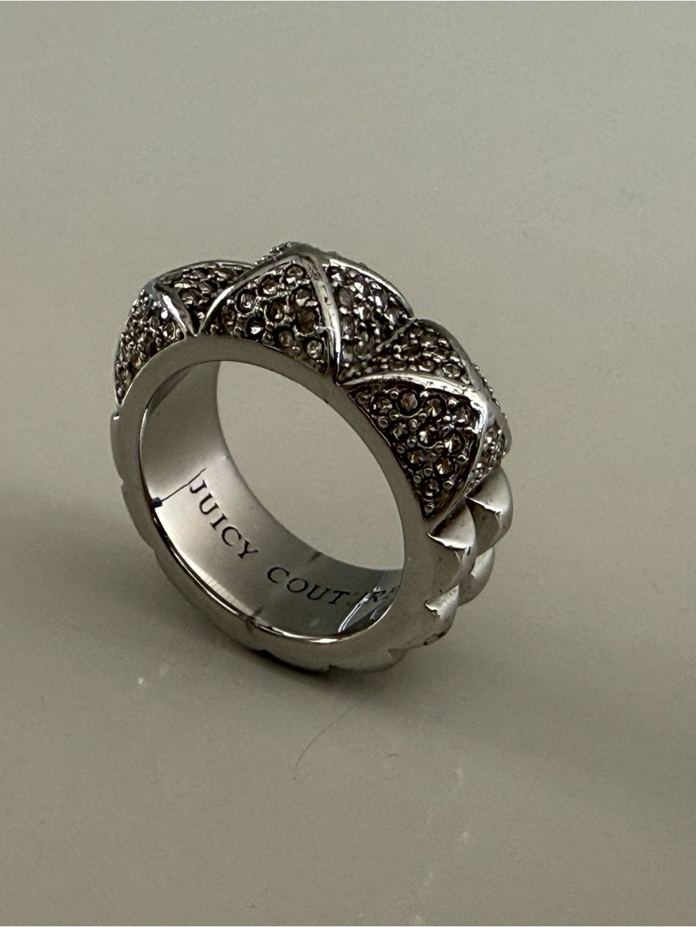 Juicy Couture Silver Pave Sculpted Dome Ring